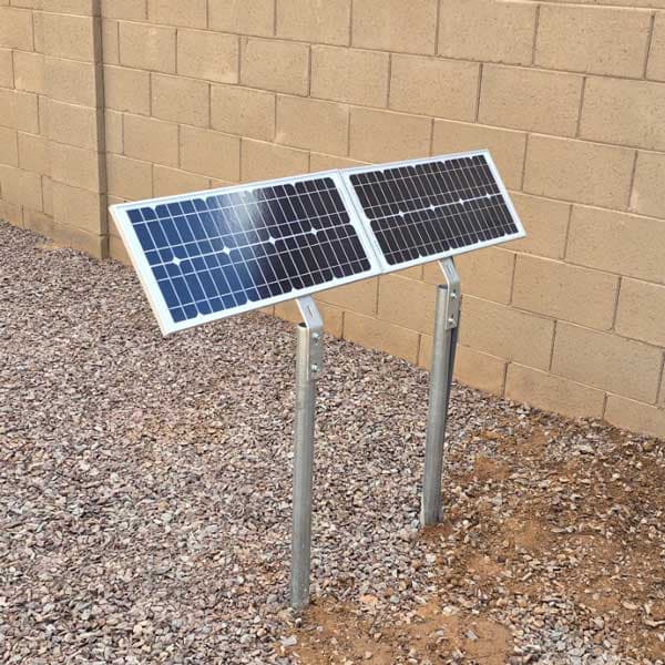 Solar powered automatic gate system with battery backup Arizona desert installation